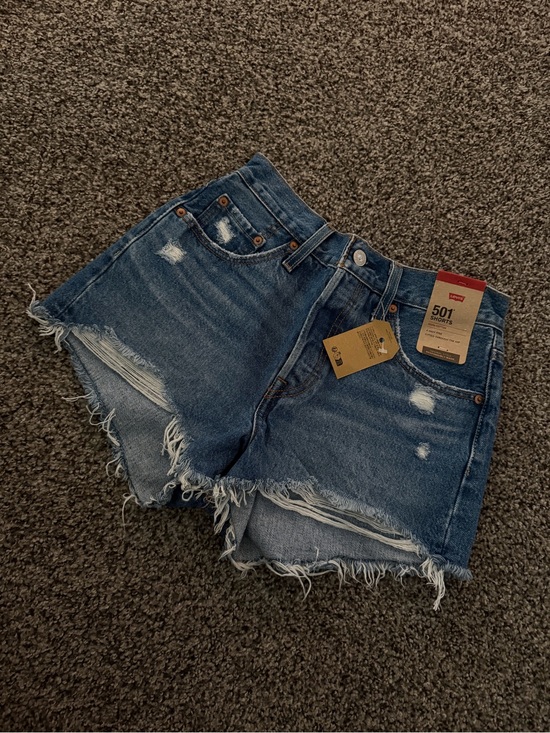 Levi's Pants - Levi's 501 High-Rise Distressed Denim Shorts - Blue